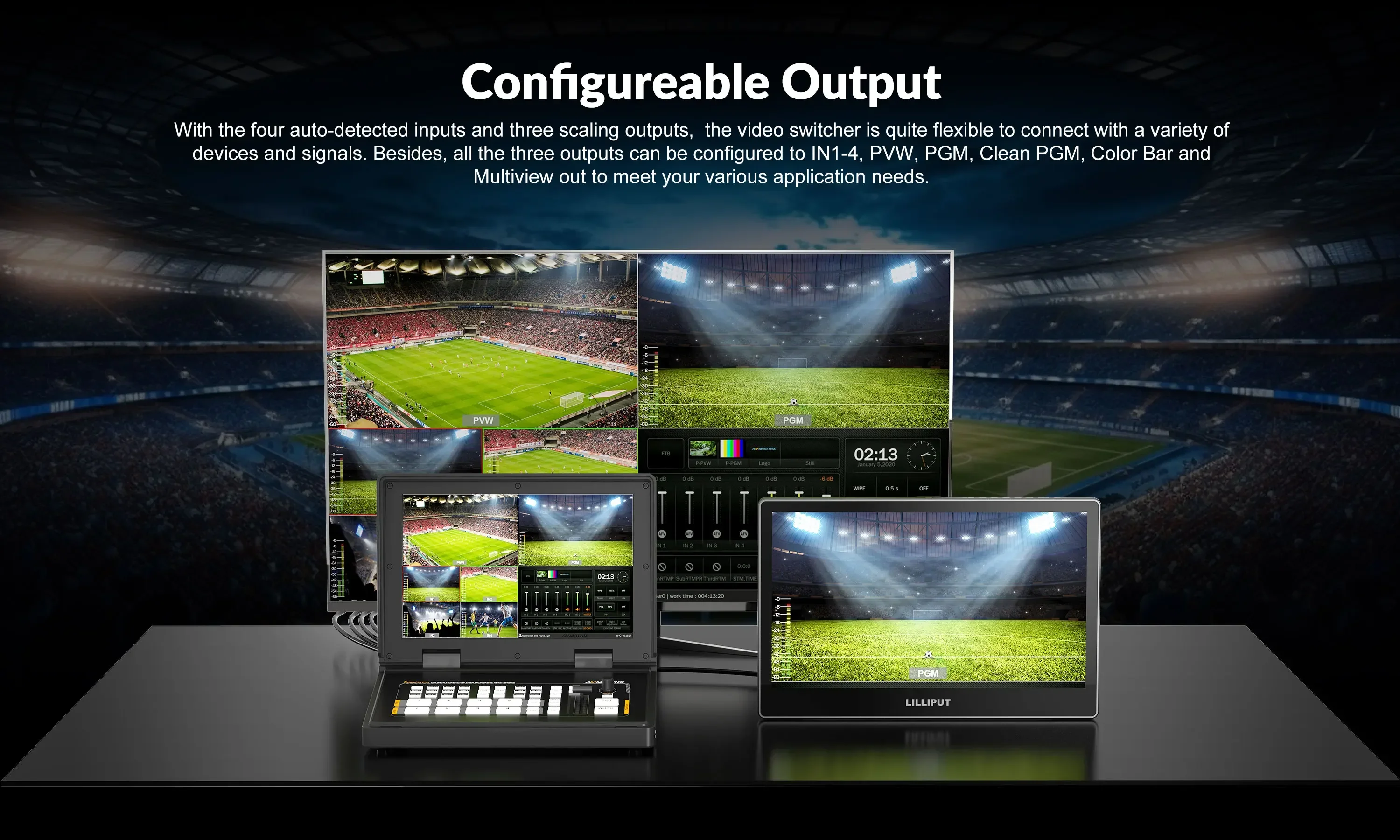 AVMATRIX 4-Channel SDI/HDMI Streaming Video Switcher SHARK H4/S4 H4/S4 Plus With