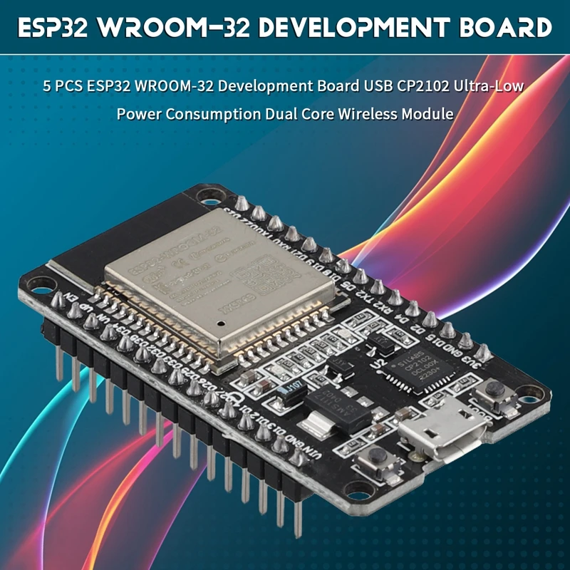 5 PCS ESP32 WROOM-32 Development Board Ultra-Low Power Consumption Dual Core Wireless Module
