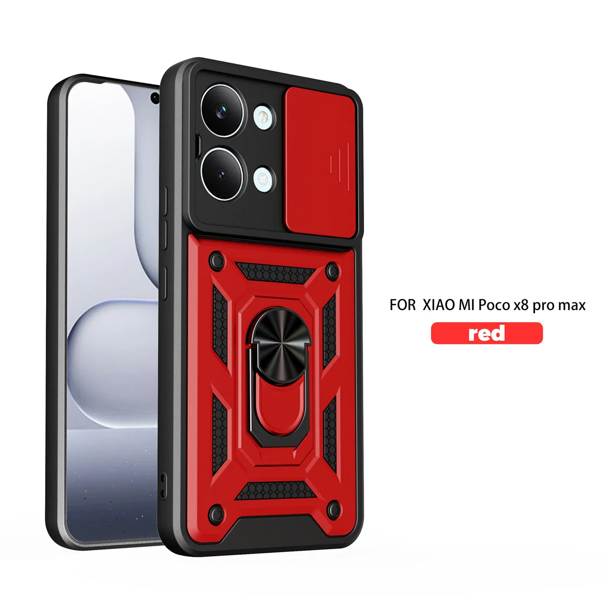 Enhanced Magnetic Ring Holder Armor Phone Case with Slide Camera Protection