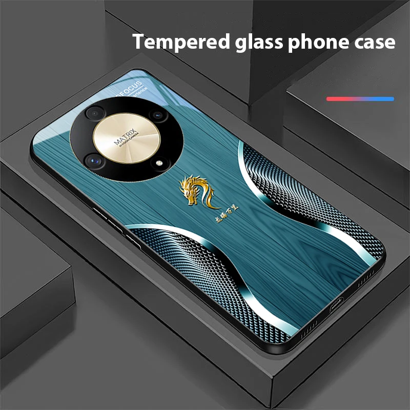 Wooden Dragon Black Tempered Glass Phone Case