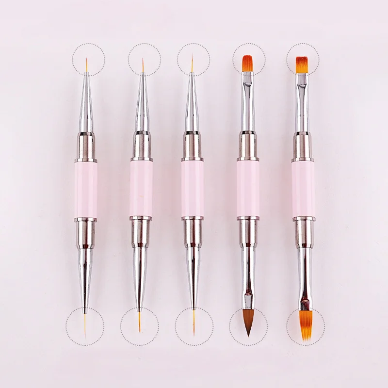 Dual-ended Nail Brush Acrylic Nail Art Brushes Professional Gel Nail Polish Liner Flower Painting Drawing Manicure Tools 3