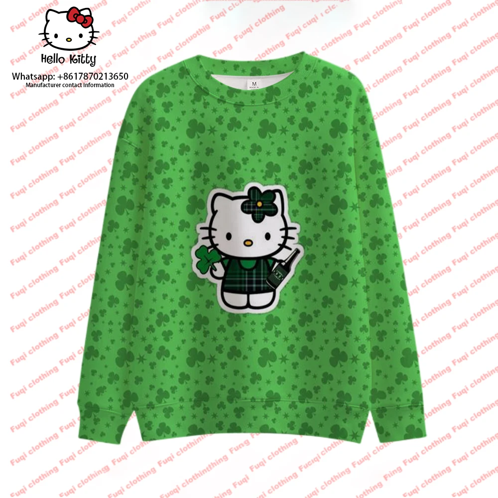 

Pullover Women's Japanese Anime Hello Kitty Sweatshirt 2023 Clothing Women's Spring Autumn Women's O Neck Casual Sweatshirt