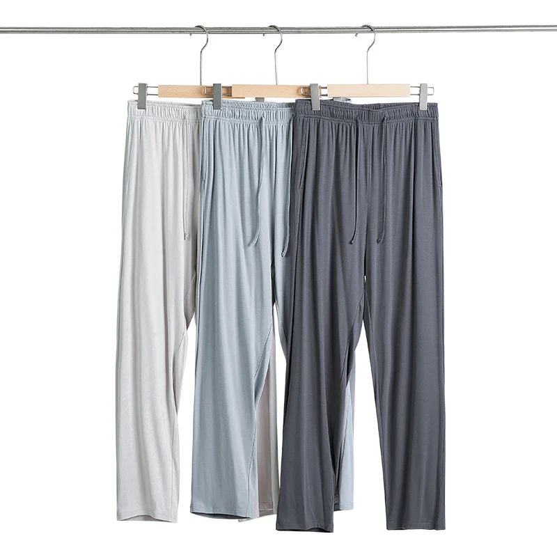 

Renewable Fiber Men's Soft Knit Sleep Lounge Pant Solid Color Pajama Pants Men Elastic Waistband Comfortable Home Wear Long Soft
