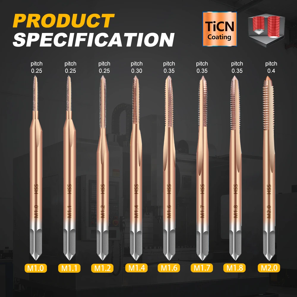 CMCP 1개 나사탭 HSS 기계 플러그 탭 미터법 나사탭 드릴 나사 도구 M1 M1.2 M1.4 M1.6 M1.7 M1.8 M2 수공구