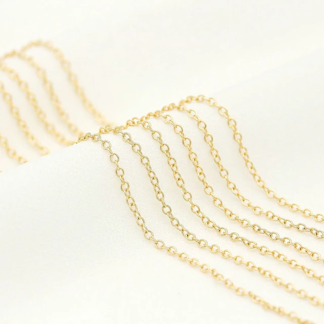 1 Meter Wholesale High Quality 14k Gold Color Plated Brass Round Oval Shape  Chains For Jewelry