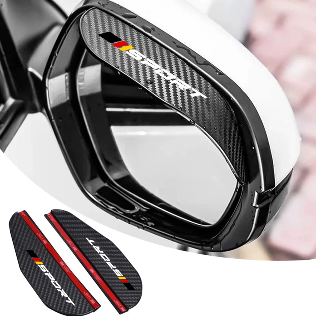 Car Rearview Mirror Visor 2 Pcs Carbon Fiber Rain Eyebrow Snow Blocker Sun Visor For Audi BMW Mercedes Benz VW Toyota