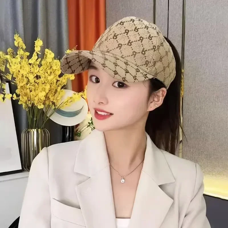 Women Baseball Hats Fashion Letters Empty Top Hat female Outdoor Sports Youth Sunshade Hat Summer Can Tie High Ponytail