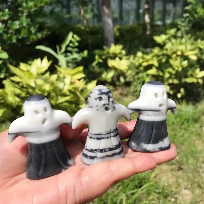 

5 см натуральный Taichi камень Хэллоуин призрак резьба Кристалл ручной работы энергия домашние украшения лечебные украшения камни 1 шт.