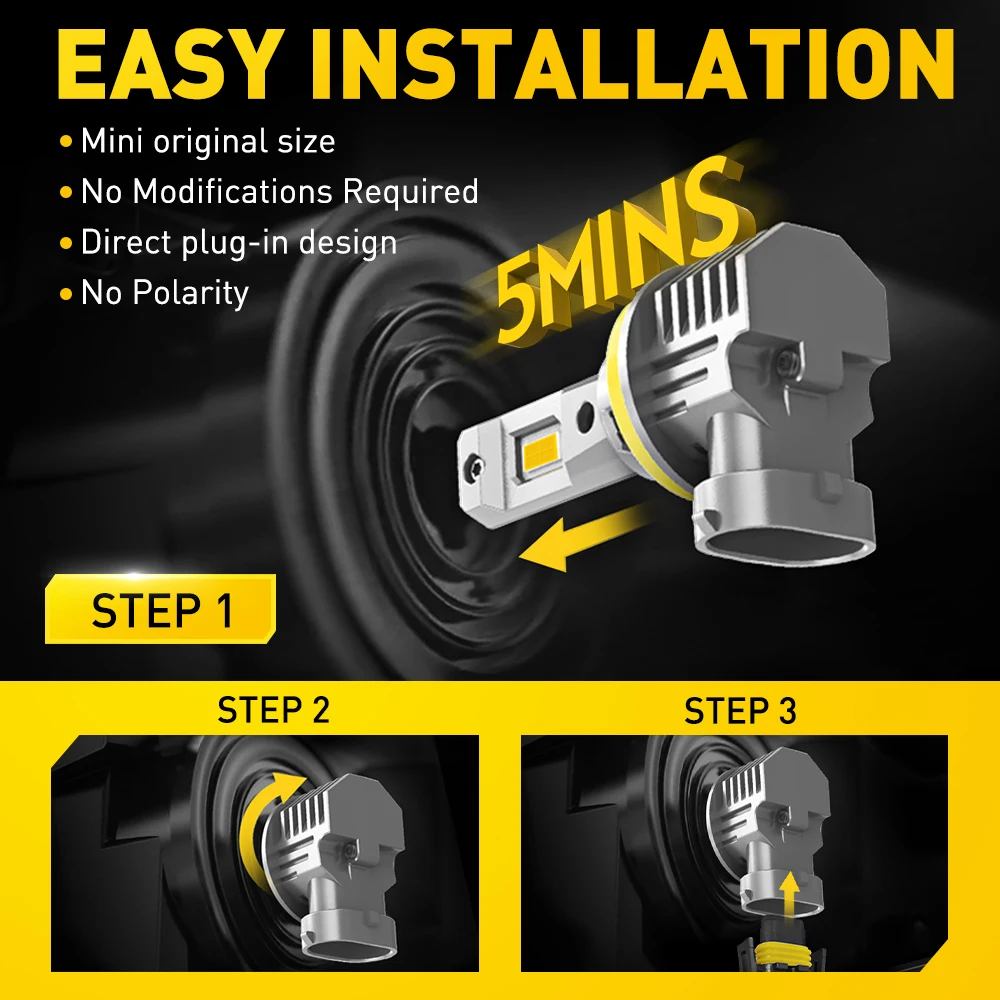 2Pcs Canbus H8 H11 LED Bulb Fog Lights Car Headlight H9 H16JP HB4 9006 9005 HB3 LED Lamp Car Head Fog Lamp