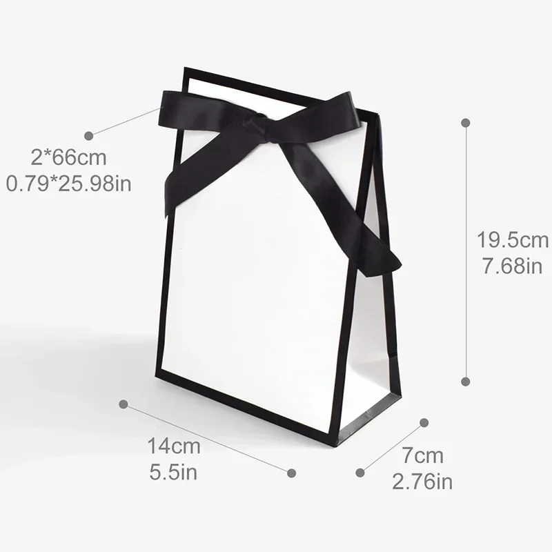 Cardboard Paper Shopping Handbag Gift Packing Bag Portable Black White Wrapping Tote With Handles Sundries Storage Pouch 100PC
