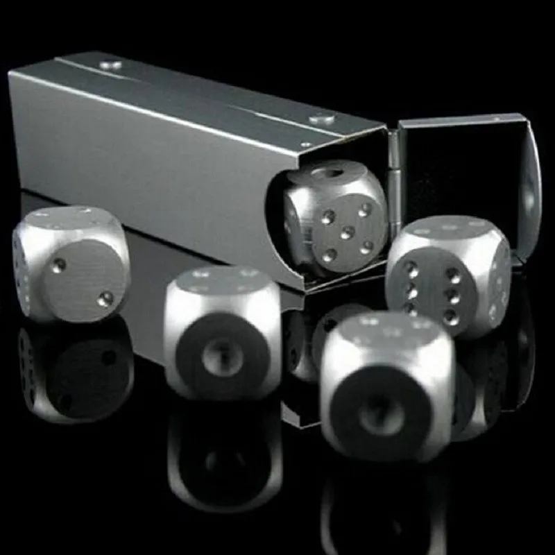 5pcs Aluminum Whisky Dice Stones Ice Cubes Bucket Reusable Chilling for Whiskey Wine Keep Your Drink Cold Longer