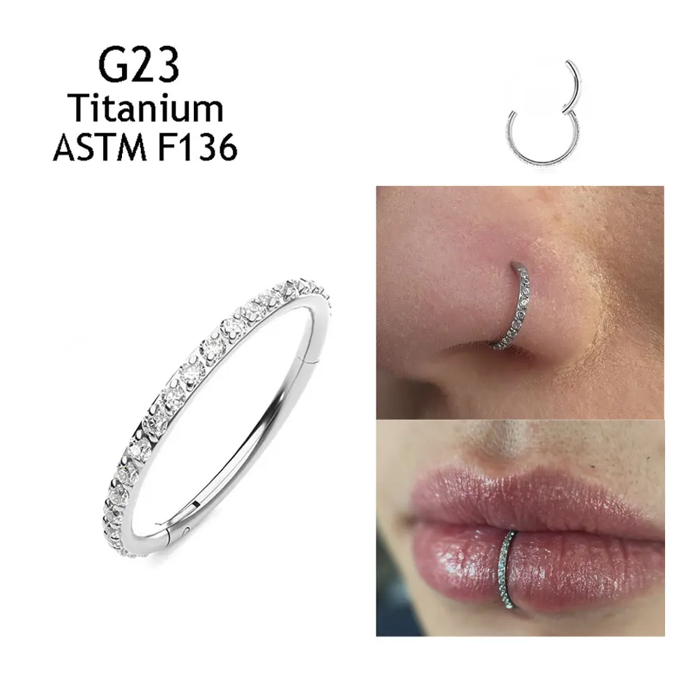 Nose Piercing ASTM F136 Titanium 5A Zircon Sexy Earrings Labret Lip Helix Hoops septum PIERC Body Fashion Jewelry Women nose piercings
