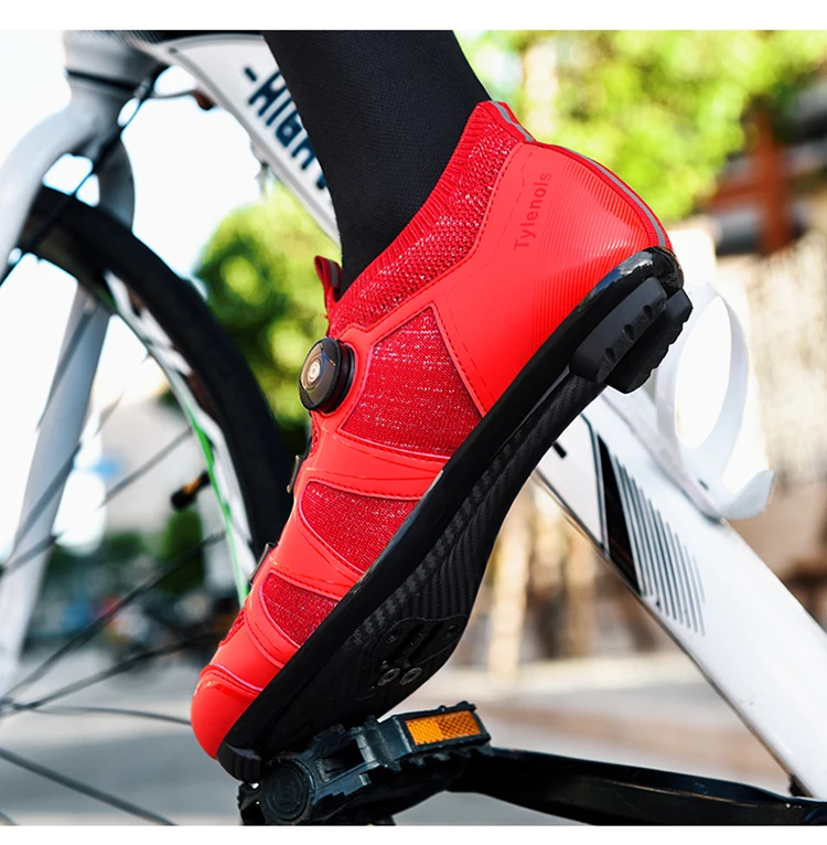 Grüne Rennradschuhe Herren Fahrradschuhe Schnelle Ratschenschnalle Kompatibel mit SPD System Pedal Outdoor Damen Rote Fahrradschuhe – Detail 19