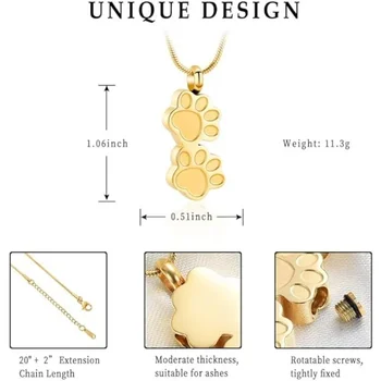 Pet Ashes Necklace And Ashes Claw Pet Commemorative Pendant Box Dog Accessories Cat Print Ashes 1