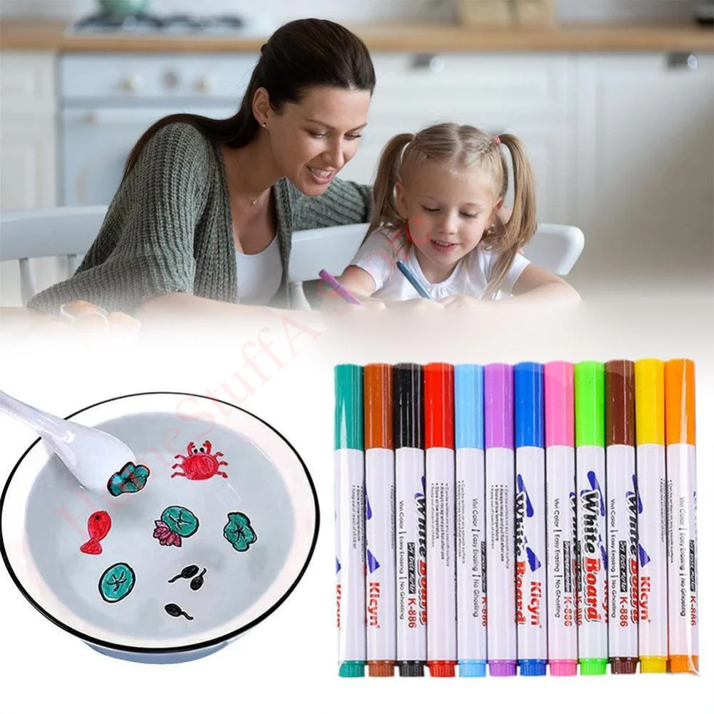 DIY Magical Water Painting Pen Water Drawing Floating Doodle Whiteboard Markers Colorful Mark Pen for Kids Toys Early Education