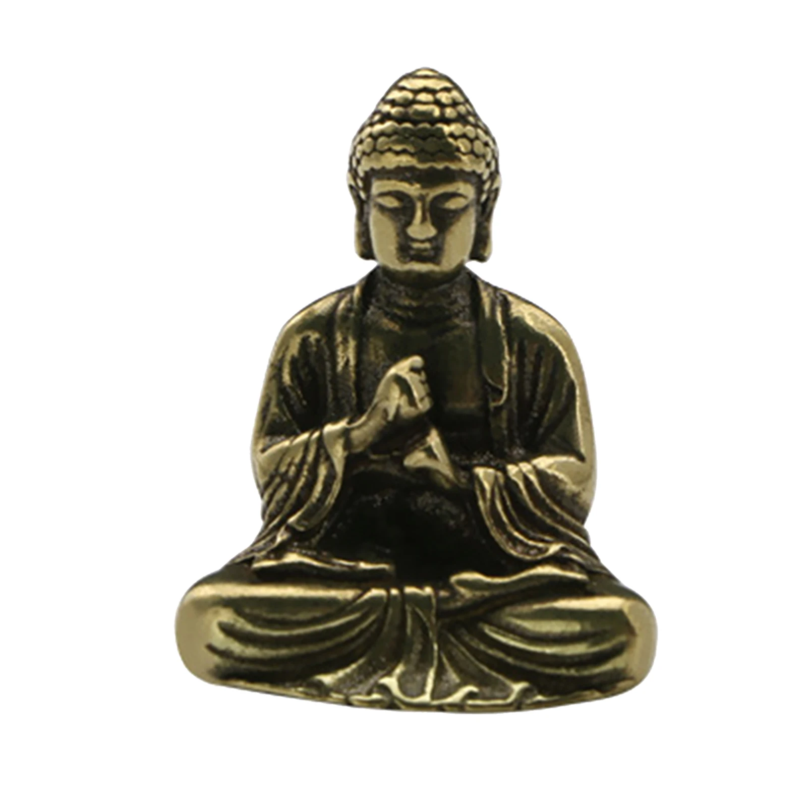 

1 Pcs Vintage Brass Sitting Buddha Figurine Small Sakyamuni Statue For Collection Journey Worship Antique Home Desktop Decor
