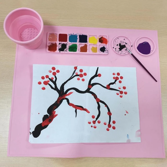 Silicone Mat For Crafts Art Painting Pad Washable Nonstick Drawing Boards Silicone  Artist Mat With Cup For Kids DIY Creations - AliExpress