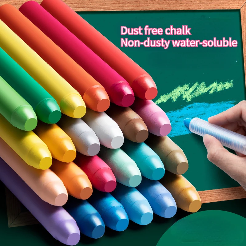 

6/12/20/24 Colours Dustless Chalk Set Water-soluble Coloured Chalk Children Doodle Teacher Classroom Stationery