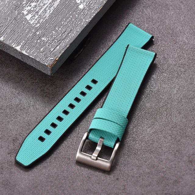 Sailcloth FKM Rubber Strap 18mm 19mm 20mm 21mm 22mm 24mm Quick Release FKM TOP+FKM Base Perfect Fit Flat End Universal Watchband 3