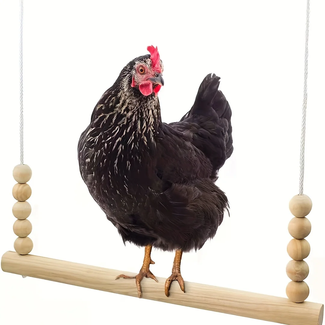 Chicken Toys Accessories Rooster Toy Swing Toy Wooden Bead Suspension Bridge Durable Wooden Stand for Climbing Swinging Training Hens and Birds