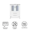 24" White Bathroom Vanity Stand Cabinet with Blue Boat Tempered Glass Sink & ORB Faucet Spacious Storage High Quality Material & 4