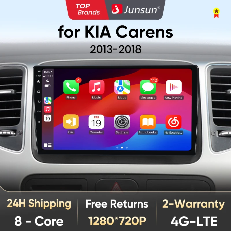 Junsun V1 Bezprzewodowe radio samochodowe CarPlay Android dla Kia Carens 4G Samochodowe inteligentne systemy 2Din Autoradio