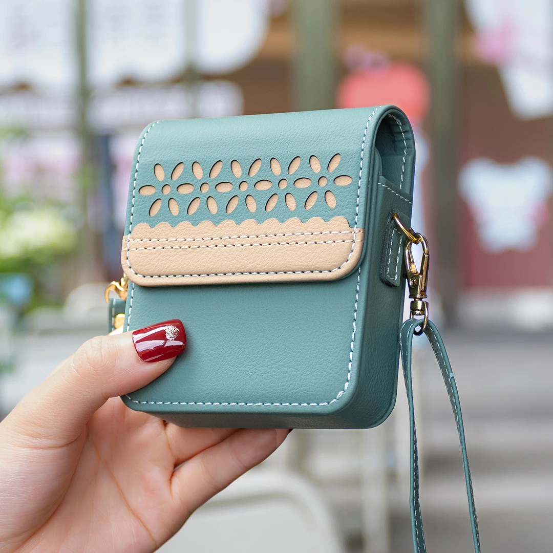 Luxury Embossed Floral Universal Bag Case with Long Lanyard and Shoulder Strap