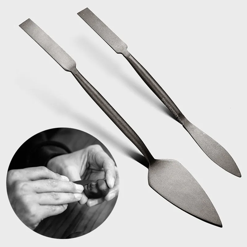 Cuchillo de tallado de doble cabeza, herramienta de cerámica tallada finamente, acero al manganeso, sauce, arcilla, plástico, pala pequeña, raspador