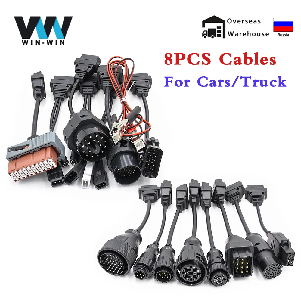 Full set 8 pcs Car and Truck Converter For Scania 16pin Male To Female for Volvo OBD 2 OBD2 Connector Extension Cables
