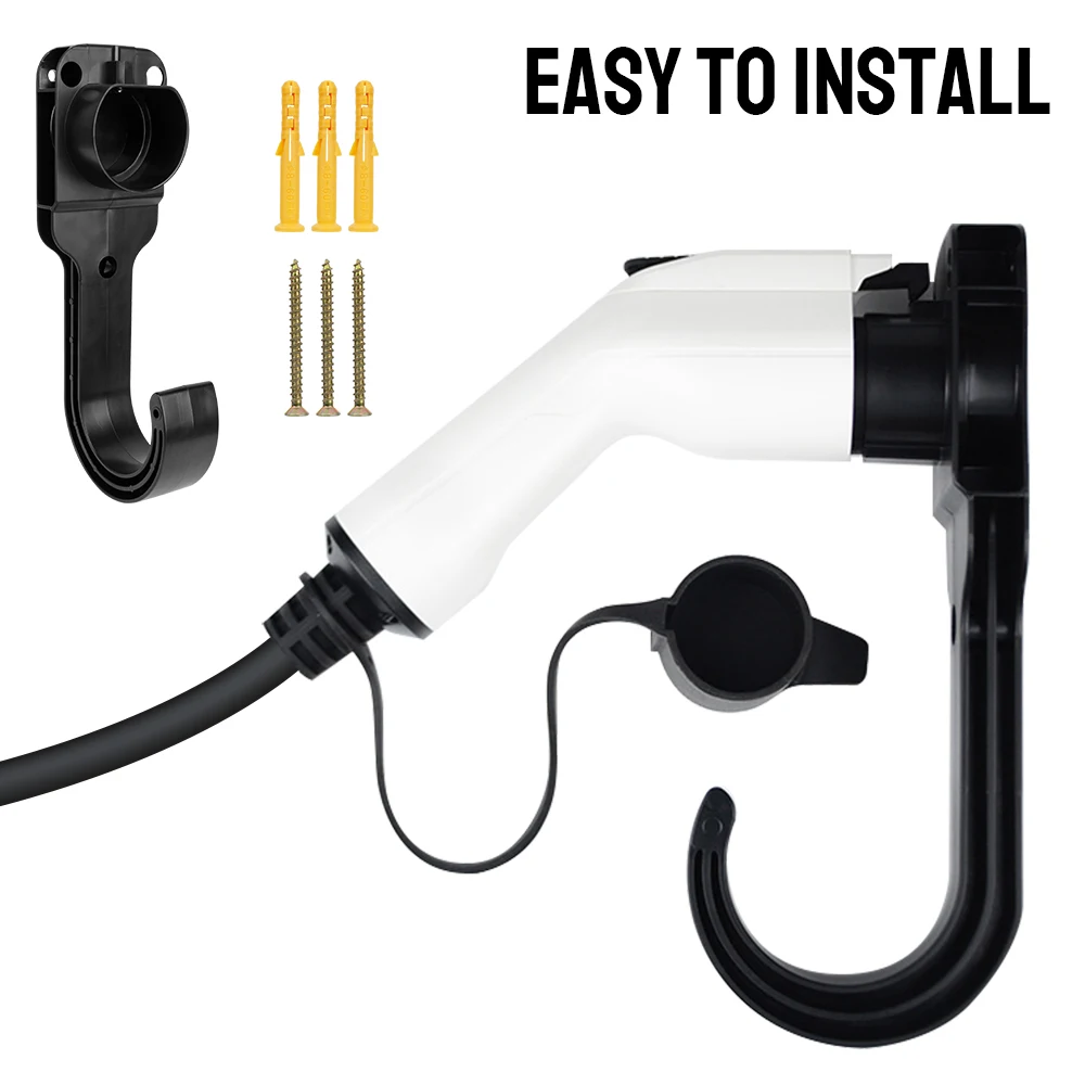 EV Charger Wall Mount Bracket Charging Cable Organizer for Electric Car Type 2 Connector EU Plug