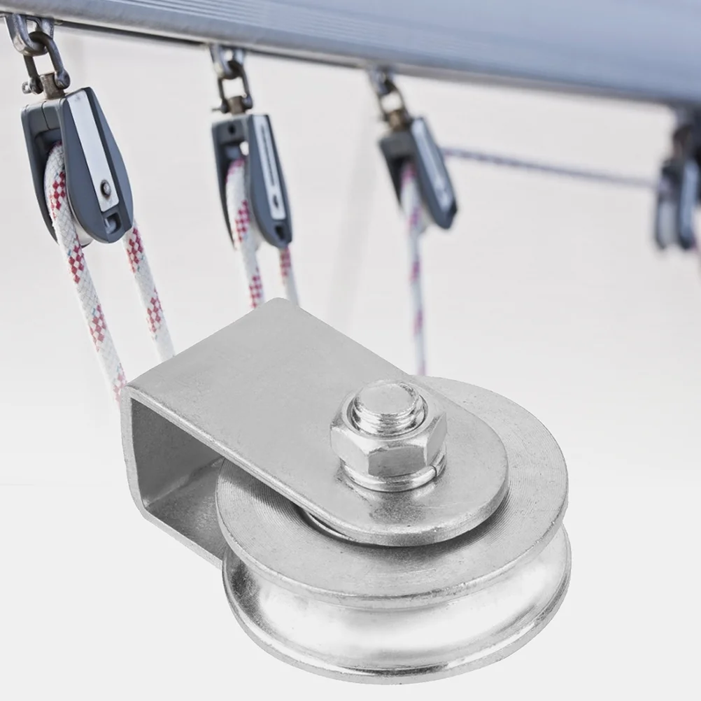 Pulley Crane Wheel Single Household Wire Rope Roller Lifting Steel Fixing Fitness Loading