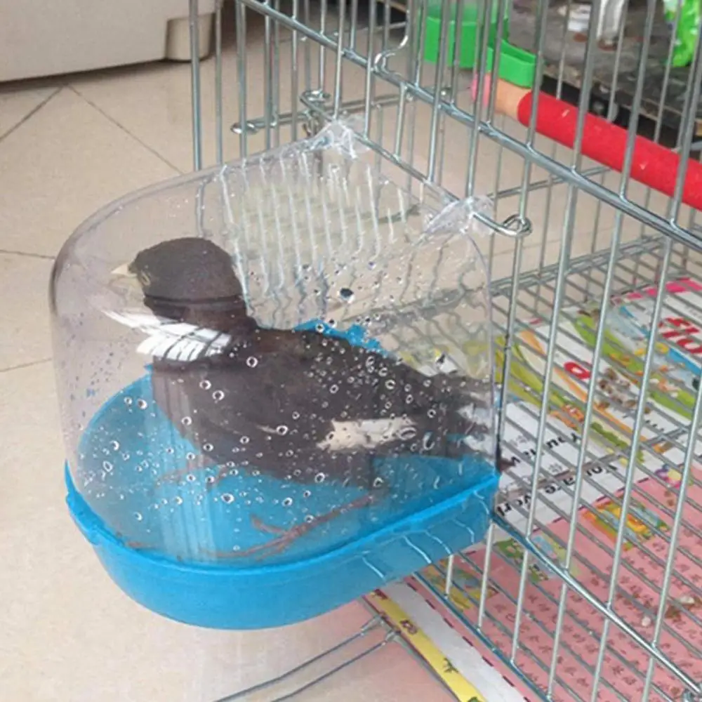 Plastic Hanging Bowl Pet Cage Bird Water Bath Box Bathtub For Parakeet Love Bird Birdbath Accessory