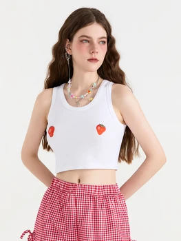 Women Tank Top Sleeveless U-neck Fruit Print Fit Summer Crop Top Streetwear 5
