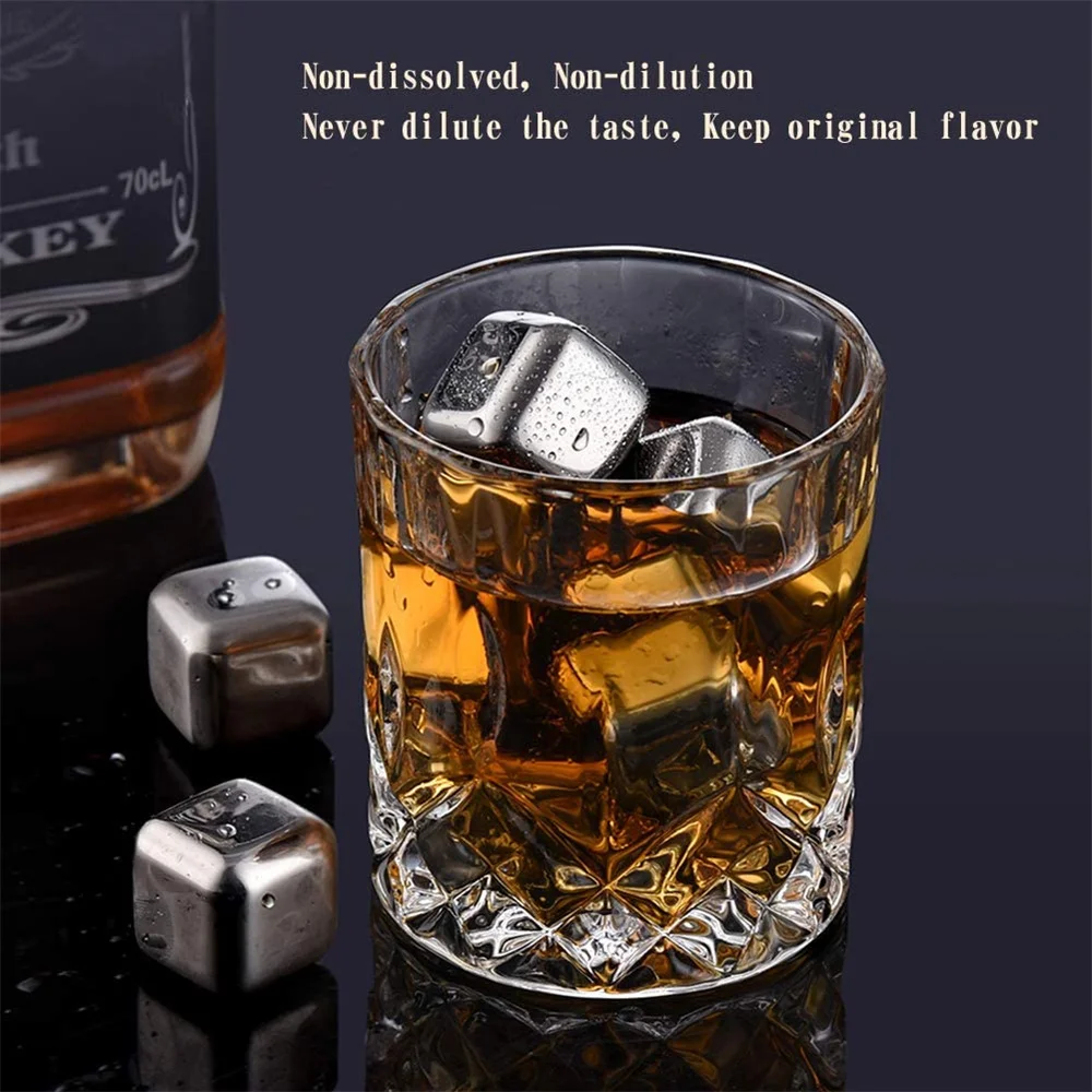 304 Stainless Steel Ice Cubes Set Reusable Chilling Stones for Whiskey Wine Wine Cooling Cube Chilling Rock Party Bar Tool