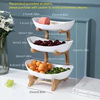 3 Tier Fruit Basket, 1 Count Large Capacity Tiered Fruit Basket Stand, Bamboo Fruit Basket Fruit Tray Snack Nuts Bread 2