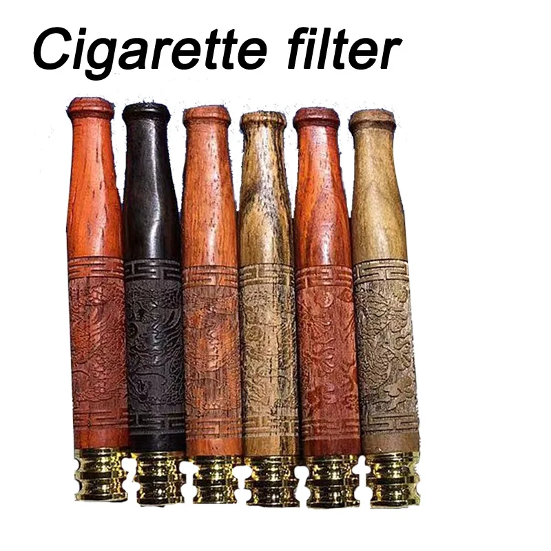 

High-quality Wooden shallow carved dragon Cigarette filter Reduce Tar Remove to Clean Hookah Pipe Circulation Retro Smoking Tool