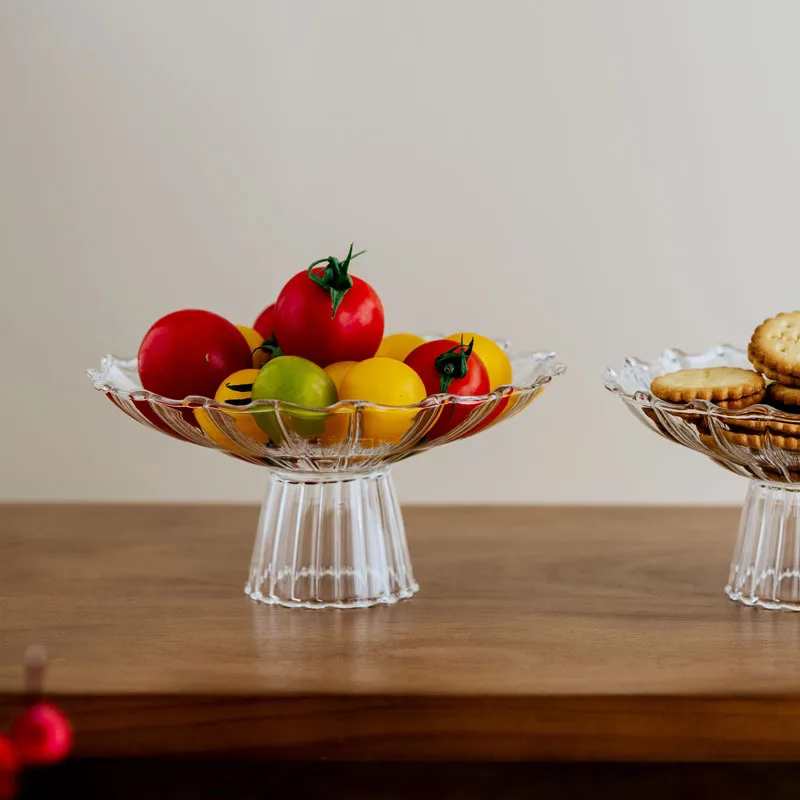 High Borosilicate Glass Fruit Bowl Home Transparent Candy Snack Tray Living Room Decoration Modern Home Decoration Plate