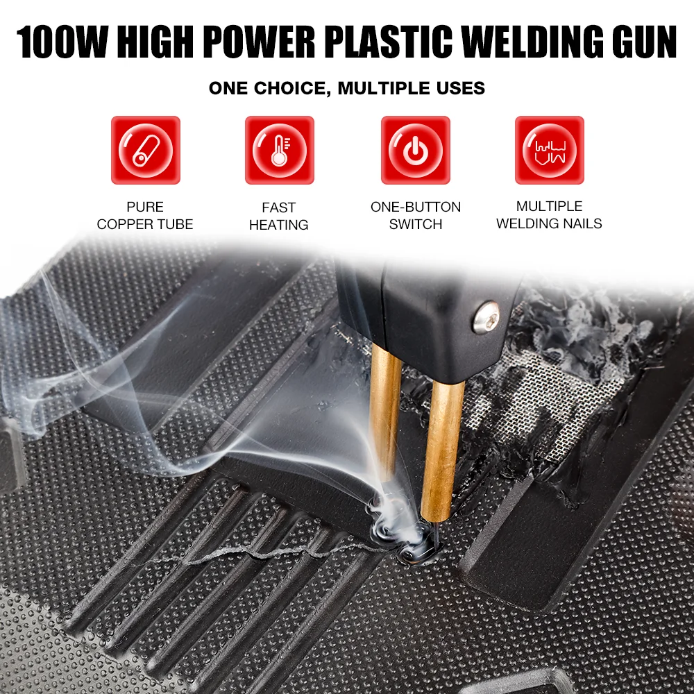 100W Plastic Welding Gun, Car Bumper Plastic Welding Machine Kit, Home Thermal Stapler, Garage Tools, 50W/100W Woldering Iron 5