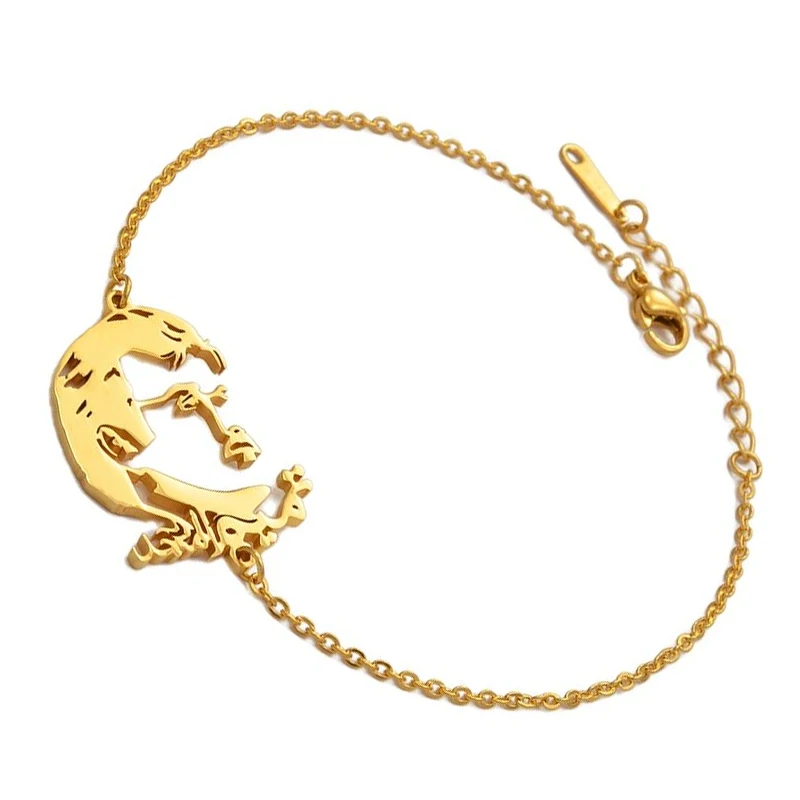 Anniyo 17cm + 3cm / Qatar Chain Bracelet For Women Gold Color Charm Bangles Jewelry 027021