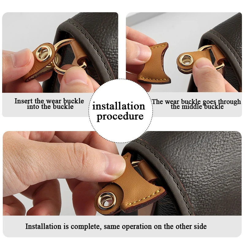 DIY 2pcs Leather Anti-Wear Buckle Adjust Bag Ring Shoulder Strap