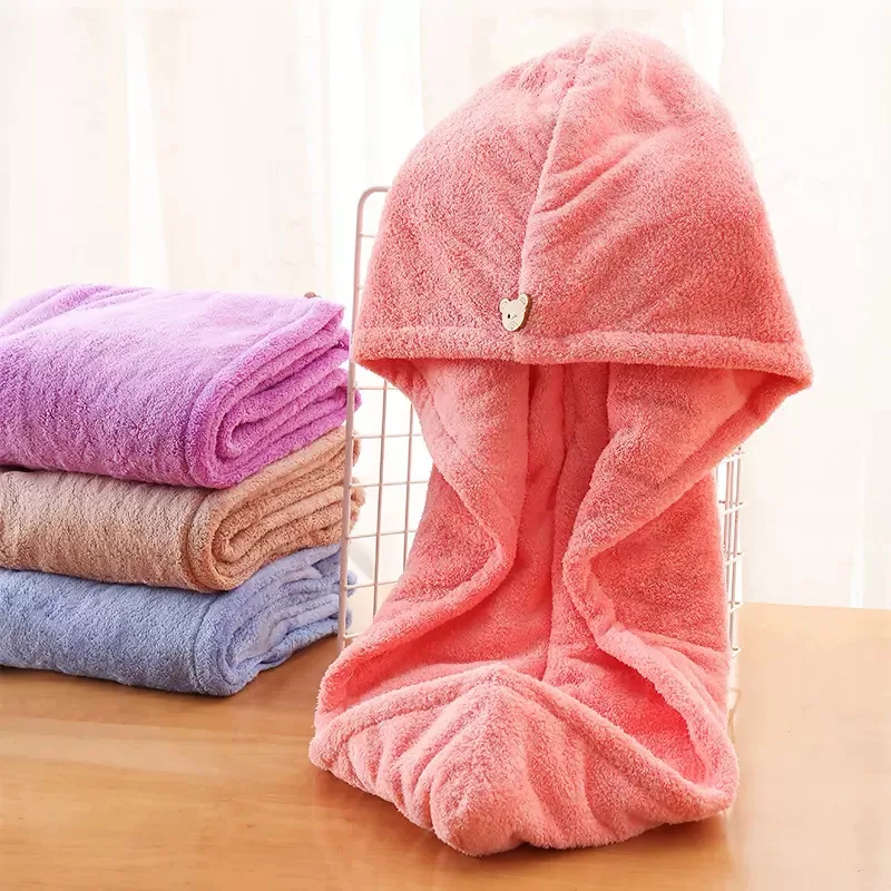 

Dry Hair Cap Microfiber Hair Drying Wrap Strong Water Absorbent Triangle Shower Hat Wiping Hair Towel Tool