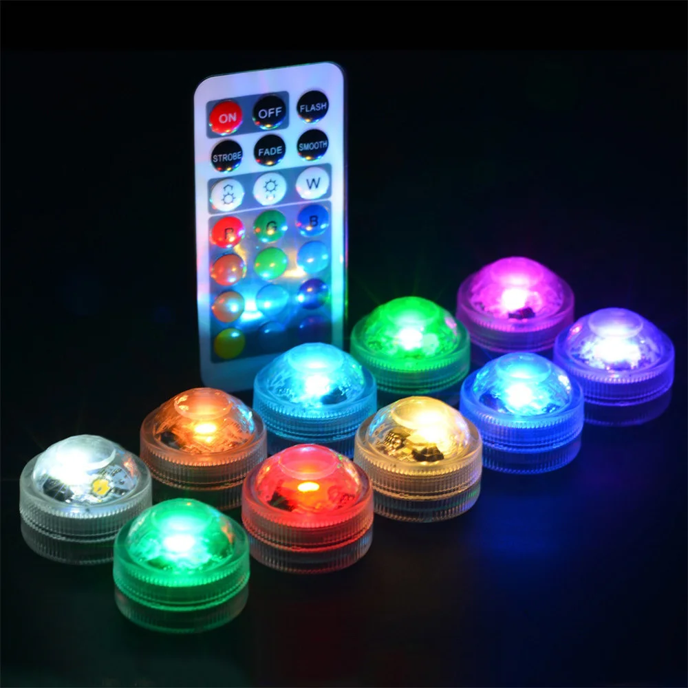 

RGB Color Mini Submersible Light IP68 Waterproof Night Lamp & Remote Controller Safe Vase Decoration for Party,Holiday