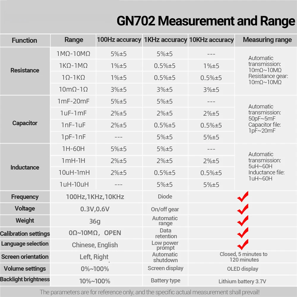 Digital Smart Tweezer LCR SMD ESR Tester Meter Resistance Capacitance Inductance Continuity Diode Test Measurement Tools