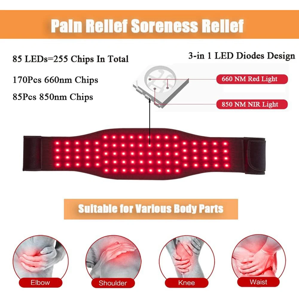 660nm&850nm Led Red Infrared Light Therapy Belt for Burning Fat Slimming Relieving Pain Full Body Relief Warm Pad light therapy belt