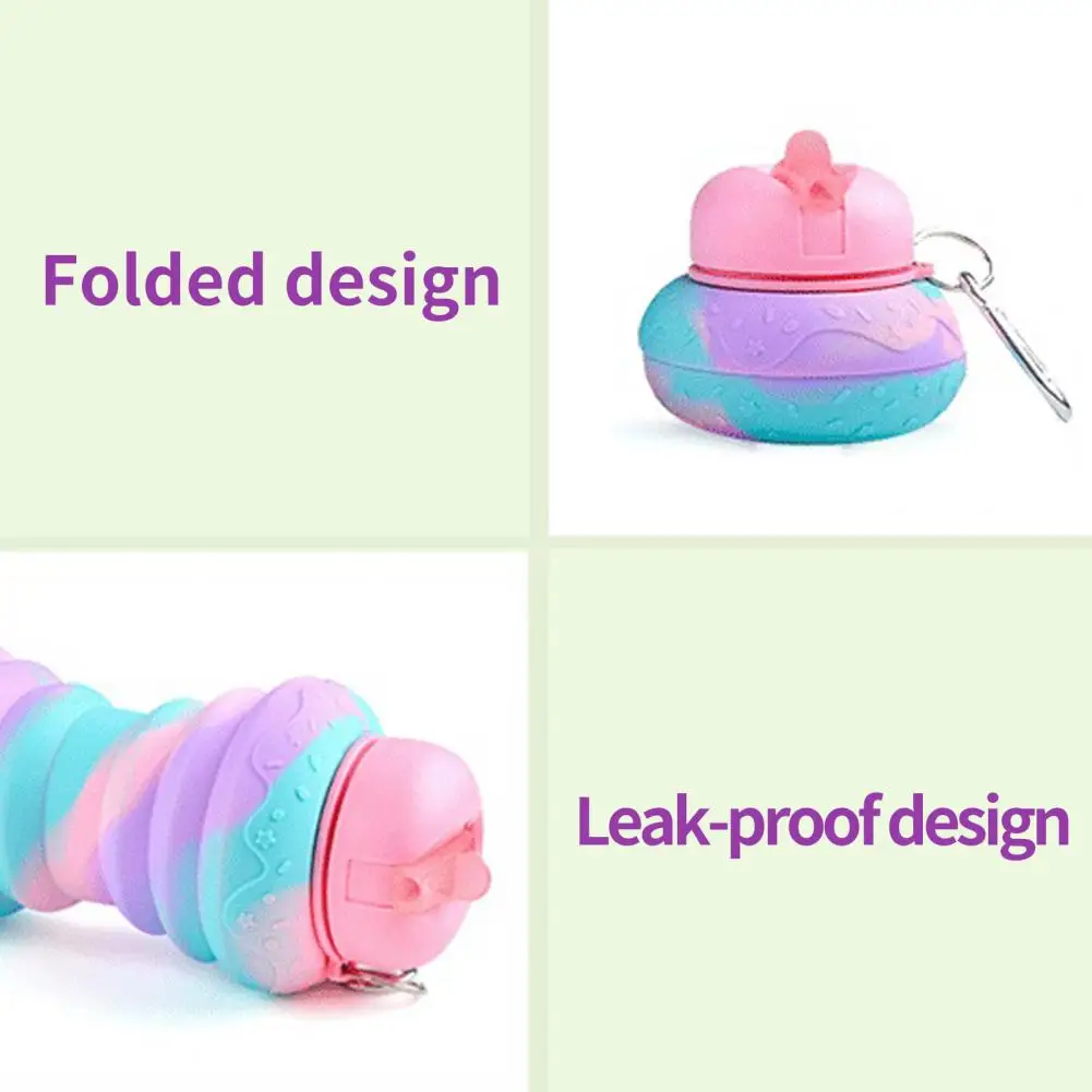 600ML Silicone Sport Bottle Foldable Food-grade Drinking Water Bottle Leak-proof Portable Water Cup Outdoor Sports