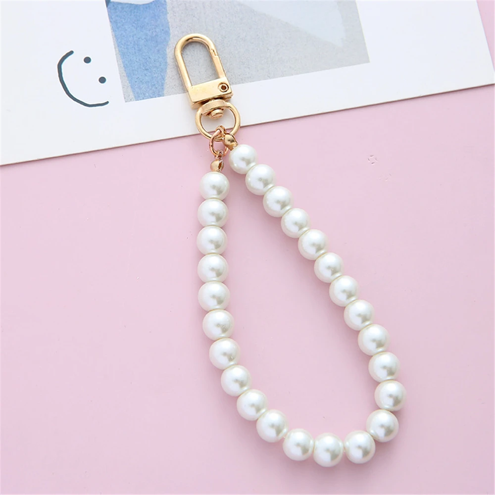 Elegant Simulated Pearl Key Chain Beaded Bag Pendant