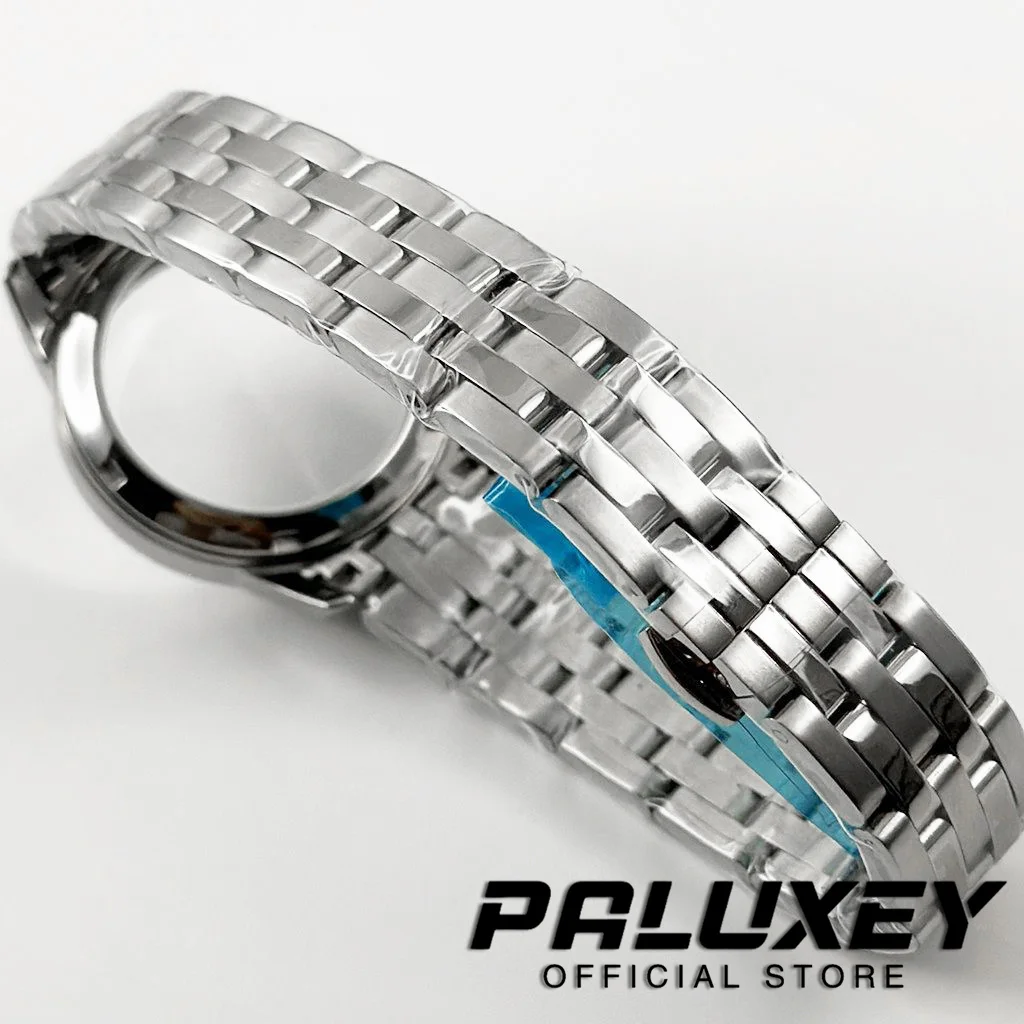 Elegant Stainless Steel Watch Case with Arch Glass and Transparent Back Cover