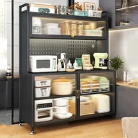 ตู้เก็บของในครัวเหล็กคาร์บอนสไตล์มินิมอลทันสมัยพร้อมแผ่นเจาะรู – ดีไซน์ตั้งพื้น 4