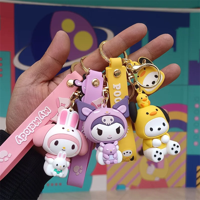 

Cartoon Sanrio Keychain Pendant Kuromi Cinnamoroll My Melody Doll Car Bag Pendant Keychain Accessories Childrens Birthday Gift