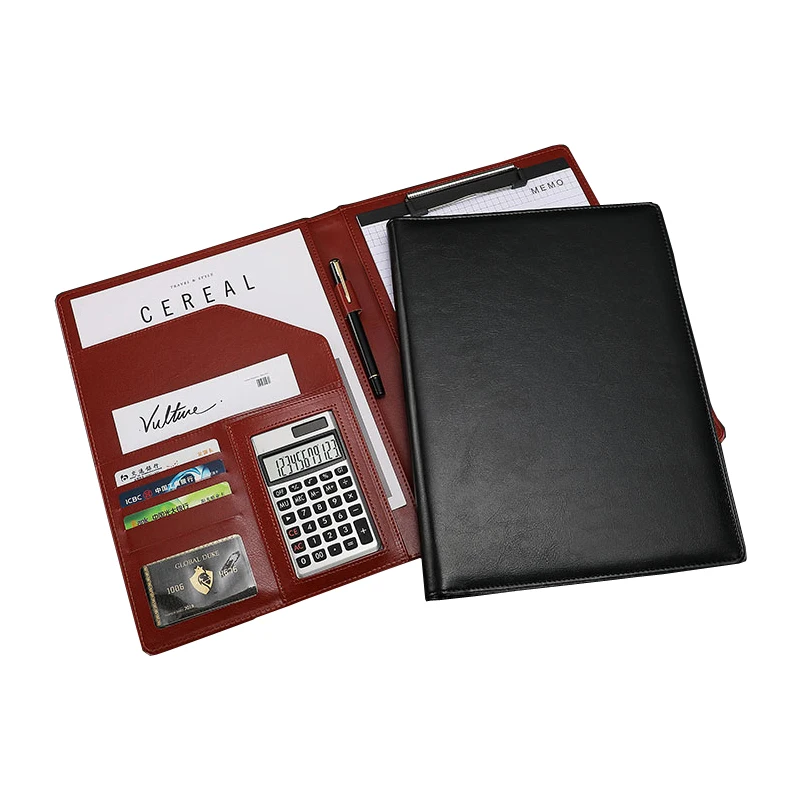 A4 Executive Porte 포트폴리오 폴더 문서 메모장 홀더 쓰기 클립 보드 Office Organizers를위한 가죽 비즈니스 회의
